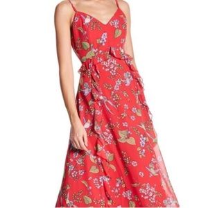 Nanette Lepore Bold Pink Tropical Print Maxi Dress